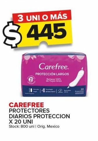 Carrefour Maxi Protectores diarios carefree protección x 20uni oferta