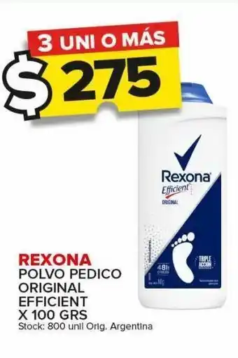 Carrefour Maxi Polvo pedico rexona efficient original 100g oferta