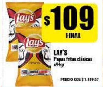 Supermayorista Vital Lay's Papas fritas clásicas x94gr oferta