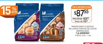 La Anonima La Anónima Magdalenas Clásicas/Rellenas C/Dulce De Leche/Marmoladas x 200g oferta