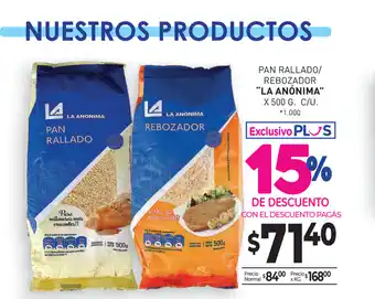 La Anonima La Anónima Pan Rallado/Rebozador x 500g oferta