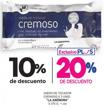 La Anonima La Anónima Jabon De Tocador Cremoso x 3 unid x 375g oferta