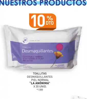 La Anonima La Anónima Toallitas Desmaquillantes Piel Normal x 30 unid oferta