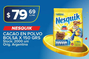 Carrefour Maxi Nesquik Cacao en Polvo Bolsa x 150 grs oferta