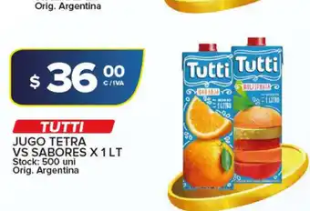 Carrefour Maxi Tutti Jugo Tetra Vs Sabores x 1 lt oferta