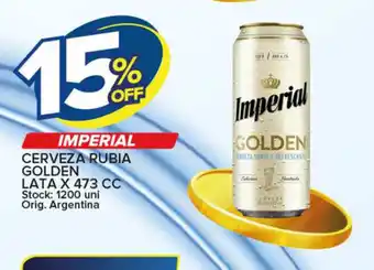 Carrefour Maxi Imperial Cerveza Rubia Golden Lata x 473 cc oferta