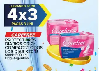 Carrefour Maxi Carefree Protectores Diarios Orig/Compact/Todos Los Dias x 20 u oferta