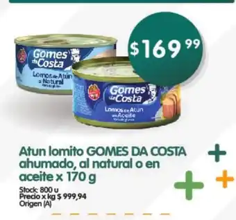 Gomes Da Costa Atun lomito ahumado. al natural o en aceite x 170 g