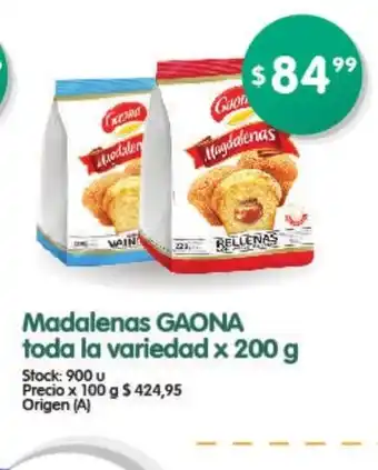 Supermercados Buenos Días Gaona Madalenas toda la variedad x 200 g oferta