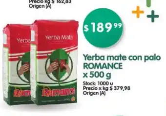 Supermercados Buenos Días Romance Yerba mate con palo x 500 g oferta