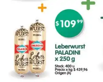 Supermercados Buenos Días Paladini Leberwurst x 250g oferta
