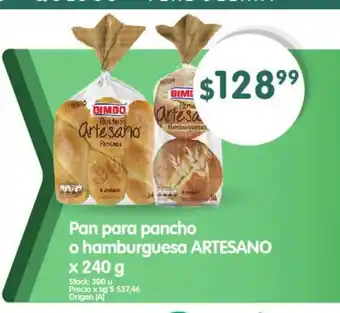 Supermercados Buenos Días Artesano Pan para o hamburguesa x 240g oferta