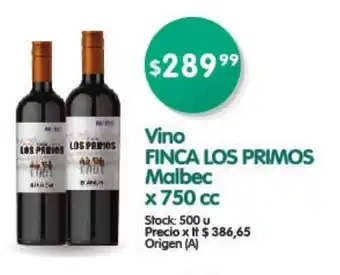 Supermercados Buenos Días Finca Los Primos Malbec Vino x 750cc oferta
