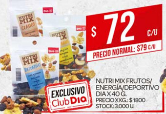 Supermercados DIA Nutri Mix Frutos/Energía/Deportivo Dia x 40g oferta