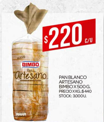 Supermercados DIA Pan Blanco Artesano Bimbo x 500g oferta