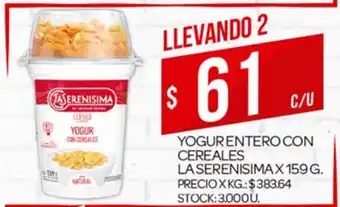 Supermercados DIA Yogur Entero Con Cereales La Serenisima x 159 g oferta