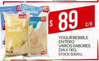 Supermercados DIA Yogur Bebible Entero Varios Sabores Dia x 1kg oferta