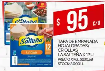 Supermercados DIA La Salteña Tapa De Empanadas Hojaldradas / Criollas La Salteña x 12 U oferta