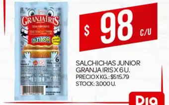 Supermercados DIA Salchichas Junior Granja Iris x 6 u oferta