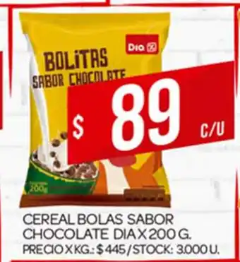 Supermercados DIA Cereal Bolas Sabor Chocolate Dia x 200g oferta