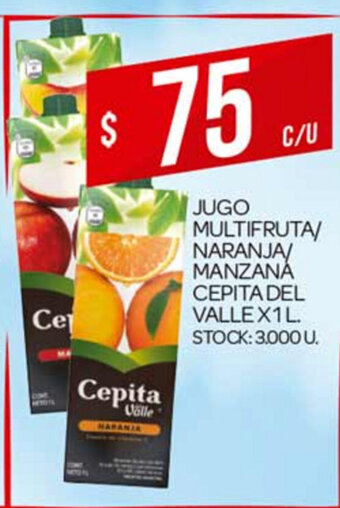 Supermercados DIA Jugo Multifruta/Naranja/ Manzana Cepita Del Valle x 1 L oferta