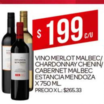 Supermercados DIA Vino Merlot Malbec/ Chardonnay Chenin/ Cabernet Malbec Estancia Mendoza x 750ml oferta