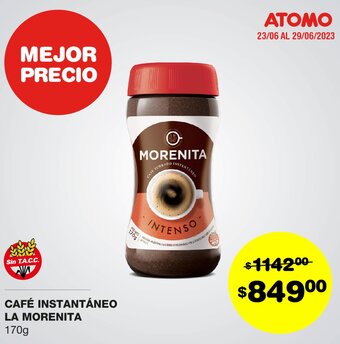 Atomo Conviene CAFÉ INSTANTÁNEO LA MORENITA 170g oferta