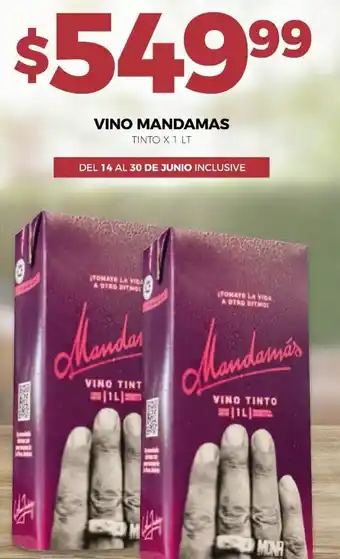 Supermercados Tadicor VINO MANDAMAS TINTO X 1 LT oferta