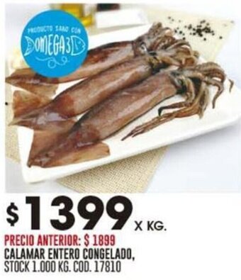 Coto CALAMAR ENTERO CONGELADO, STOCK 1.000 KG. COD. 17810 oferta