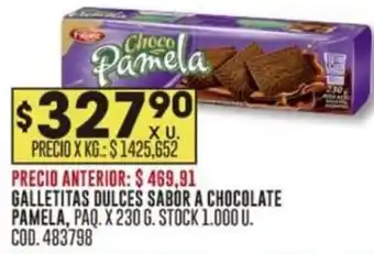 Coto GALLETITAS DULCES SABOR A CHOCOLATE PAMELA, PAQ. X 230 G. STOCK 1.000 U. COD. 483798 oferta