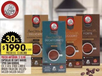 Coto CÁPSULAS DE CAFÉ VARIOS TIPOS SAN GIORGIO, EST. X 10 U. oferta