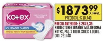 Coto PROTECTORES DIARIOS MULTIFORMA KOTEX, PAQ. X 100 U. oferta