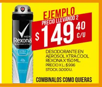 Supermercados DIA Rexona Desodorante En Aerosol Xtra Cool x 150 ml oferta