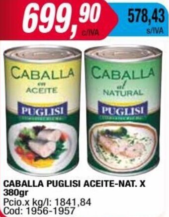 Maxiconsumo CABALLA PUGLISI ACEITE-NAT. X 380gr oferta