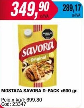 Maxiconsumo MOSTAZA SAVORA D-PACK x500 gr. oferta