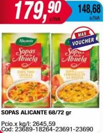 Maxiconsumo SOPAS ALICANTE 68/72 gr oferta