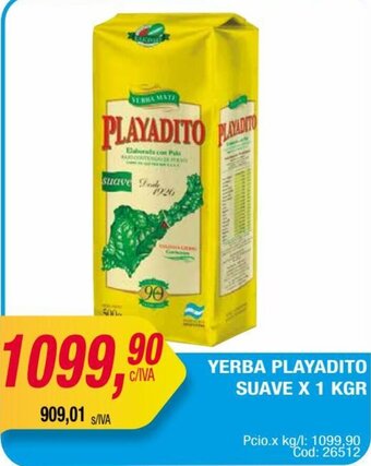 Maxiconsumo YERBA PLAYADITO SUAVE X 1 KGR oferta