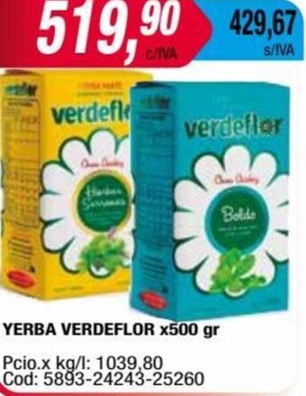 Maxiconsumo YERBA VERDEFLOR x500 gr oferta