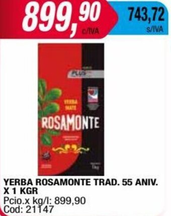 Maxiconsumo YERBA ROSAMONTE TRAD. 55 ANIV. X 1 KGR oferta