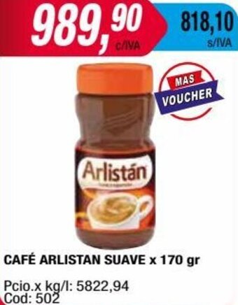 Maxiconsumo CAFÉ ARLISTAN SUAVE x 170 gr oferta