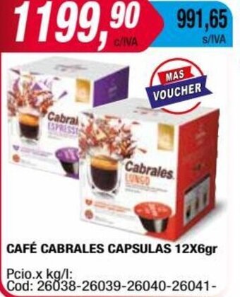 Maxiconsumo CAFÉ CABRALES CAPSULAS 12X6gr oferta
