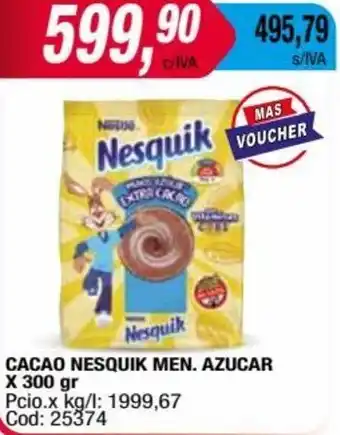 Maxiconsumo CACAO NESQUIK MEN. AZUCAR X 300 gr oferta