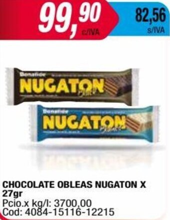 Maxiconsumo CHOCOLATE OBLEAS NUGATON X 27gr oferta