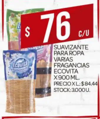 Supermercados DIA Ecovita Suavizante Para Ropa Varias Fragancias x 900 ml oferta