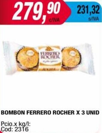Maxiconsumo BOMBON FERRERO ROCHER X 3 UNID oferta