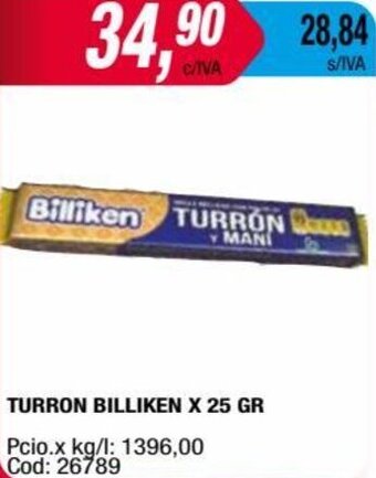 Maxiconsumo TURRON BILLIKEN X 25 GR oferta