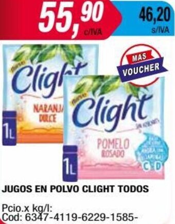 Maxiconsumo JUGOS EN POLVO CLIGHT TODOS oferta