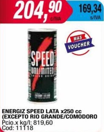 Maxiconsumo ENERGIZ SPEED LATA x250 cc oferta