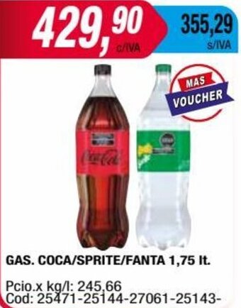 Maxiconsumo GAS. COCA/SPRITE/FANTA 1,75 lt. oferta