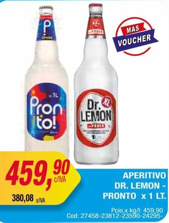 Maxiconsumo APERITIVO DR. LEMON - PRONTO x 1 LT. oferta